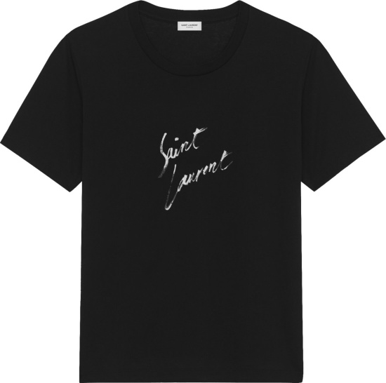 Saint Laurent Black Signautre Logo T Shirt