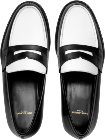 penny loafers black and white