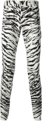Saint Laurent Mens White And Black Zebra Print Jeans