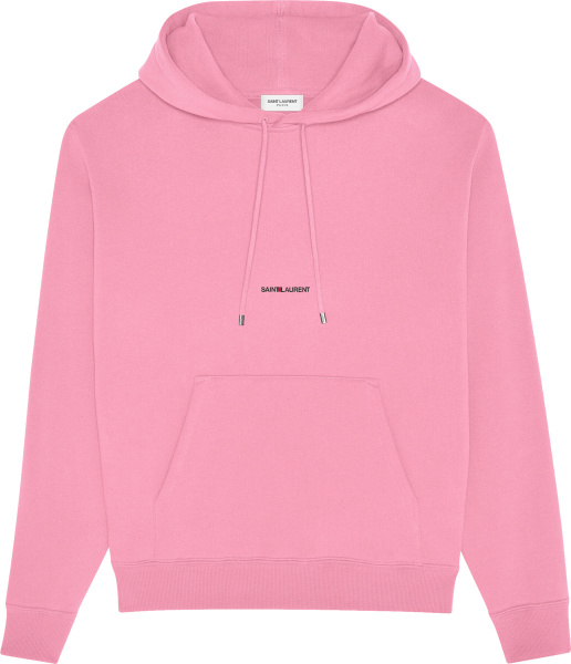 Saint Laurent Pink Small Logo Print Hoodie