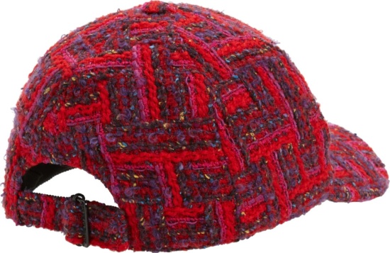 Saint Laurent Red And Pink Plaid Hat