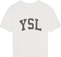 Saint Laurent Vintage White Ysl Logo T Shirt