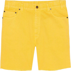 Saint Laurent Yellow Raw Edge Denim Shorts