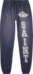 Saint Michael Navy Blue Wings Logo Sweatpants