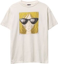 Saint Michael White Sunglasses Girl Print T Shirt