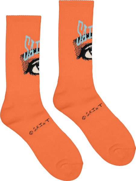 Saint Mxxxxxx Orange Eye Logo Socks