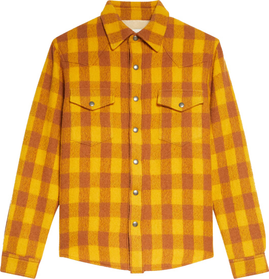 Sandro Paris Yellow And Brown Check Flannel Shirt