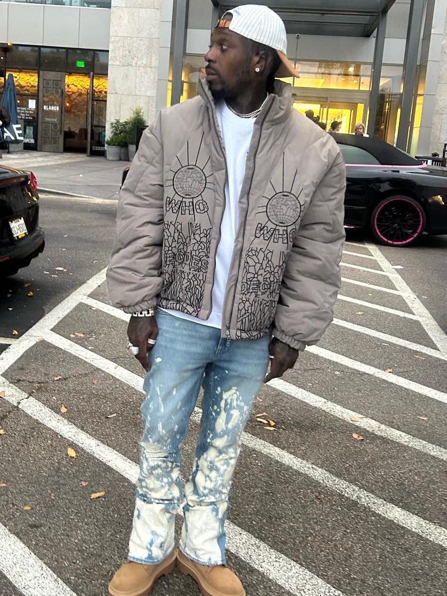 Sauce Walka: Who Decides War Puffer, Blue Bleached Jeans & LV Boots