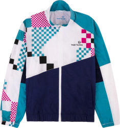 White Teal & Navy Colorblock 'Vento' Track Jacket