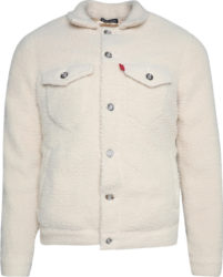 Seventh Heaven White Sherpa Fleece 3d Cross Jacket