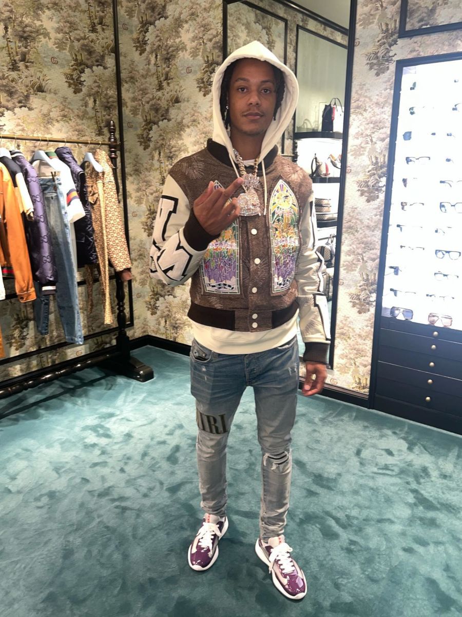 Skilla Baby Goes Gucci Shopping In a Multicolor WDW Jacket & Prada Sneakers Outfit