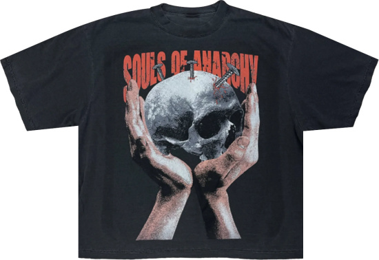 Souls Of Anarchy Black Skull Spike T Shirt