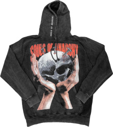 Souls Of Anarchy Faded Black Spiked Skull Logo Hoodie
