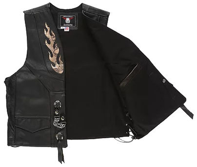 Sp Leather Custom Black Leather Vest With Snakeskin Flames Worn By Tyga