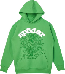 Spider Worldwide Green Crystal Logo Web Print Hoodie