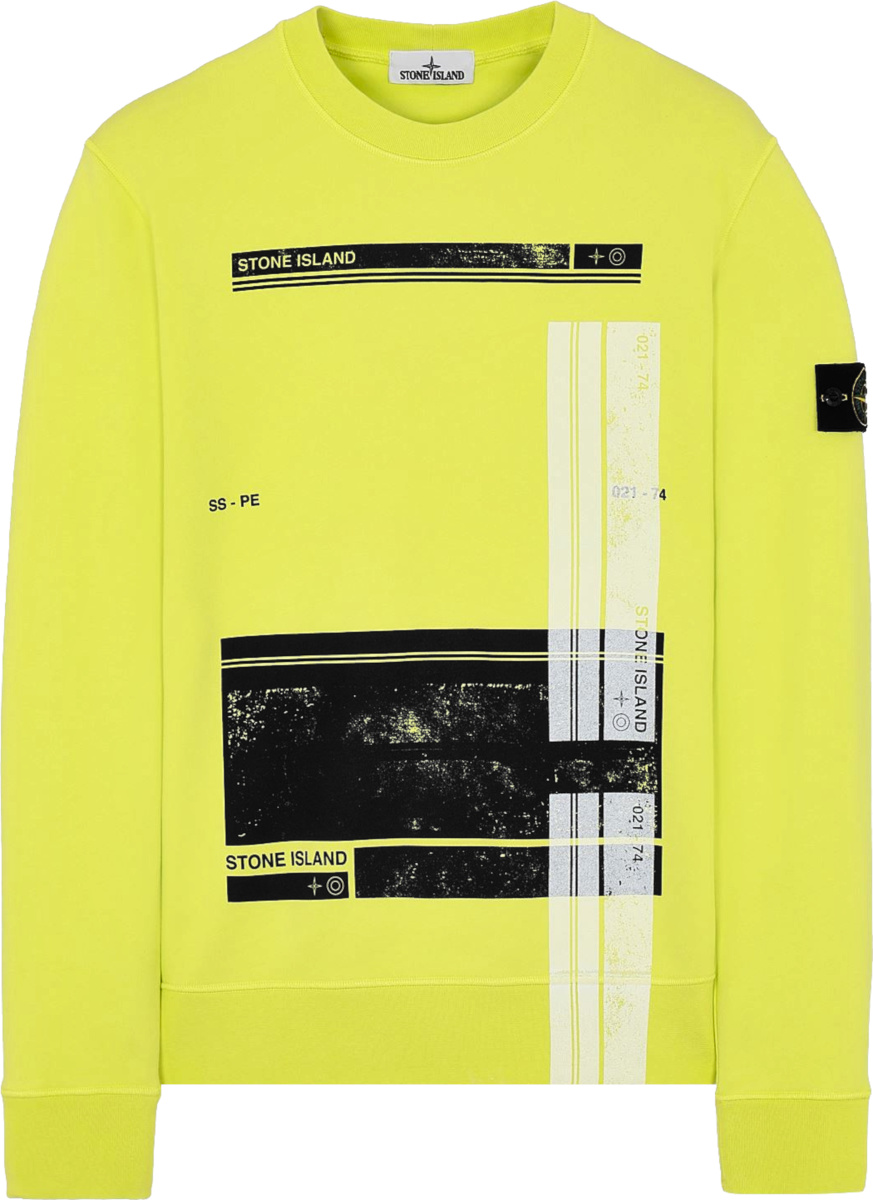 Stone Island Neon Yellow 'Block' Sweatshirt | Incorporated Style