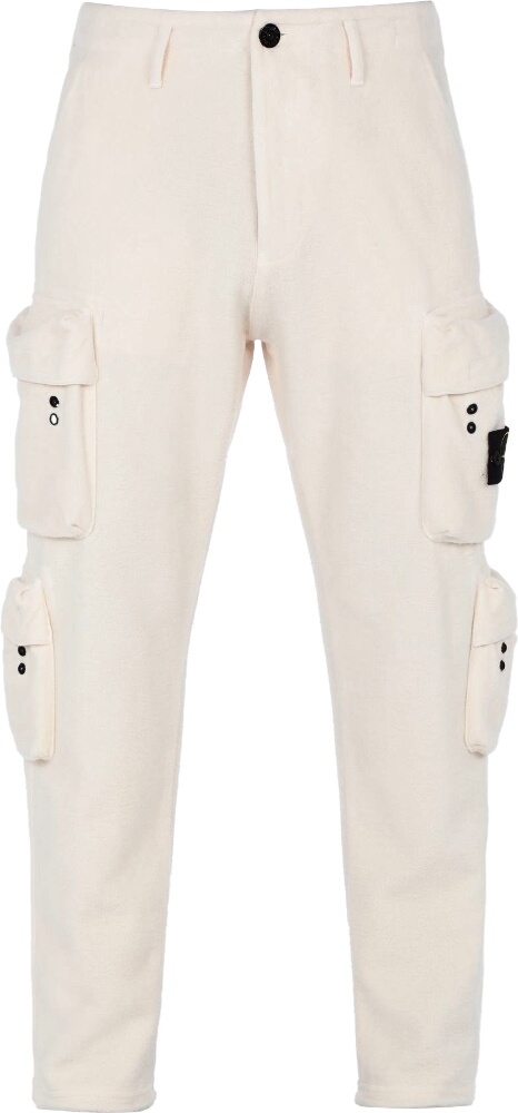 Stone Island White Fleece Cargo Sweatpants | Incorporated Style