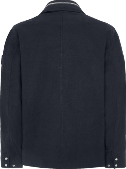 Stone Island Navy Blue Cotton Hooded Shirt Jacket