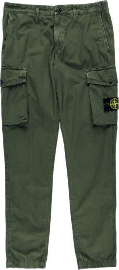 Stone Island Olive Green Cotton Stretch Cargo Pants