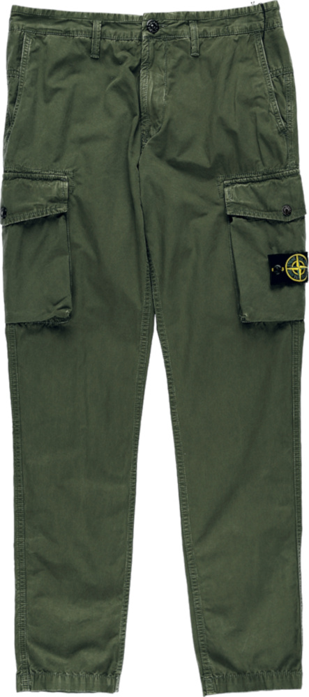 Stone Island Olive Green Cotton Stretch Cargo Pants | INC STYLE