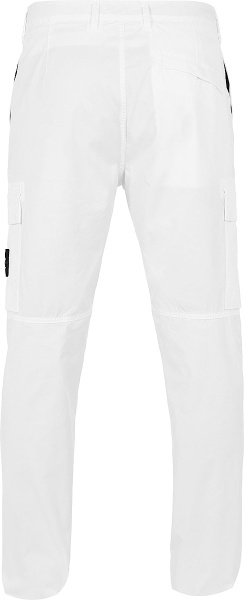 Stone Island White Cotton Twill Cargo Pants