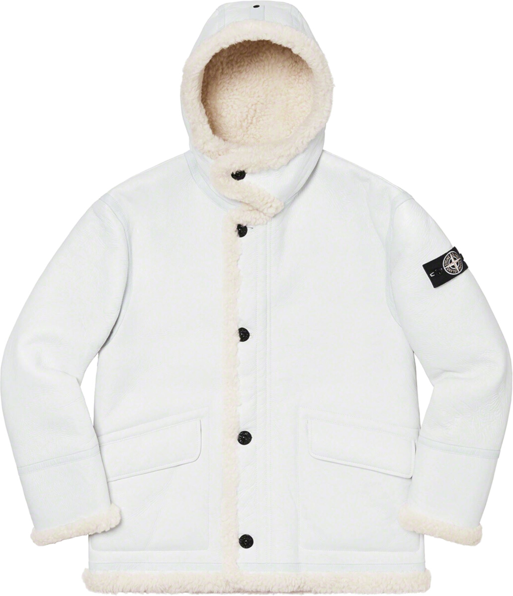 Stone Island x Supreme White Sheepskin & Shearling Jacket | Incorporated  Style