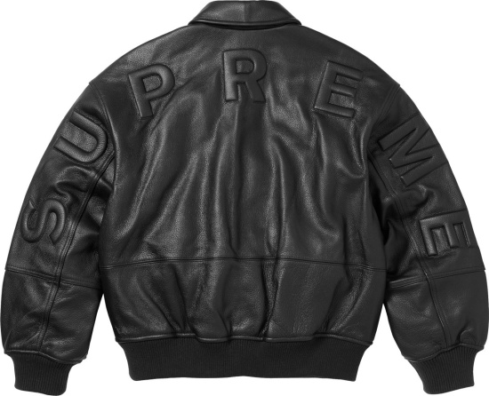 Supreme Gore Tex Infinium Windstopper Leather Varsity Jacket Black