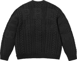 Supreme Black Cable Knit Applique Sweater