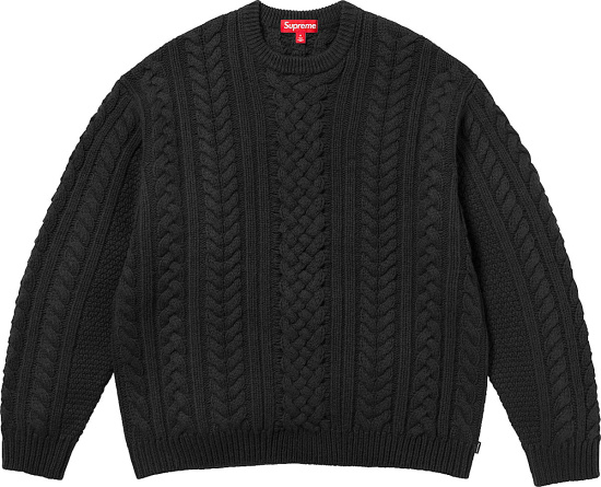 Supreme Black Cable Knit Sweater Fw23