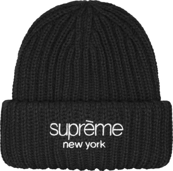 Supreme Black Classic Ny Logo Beanie Hat