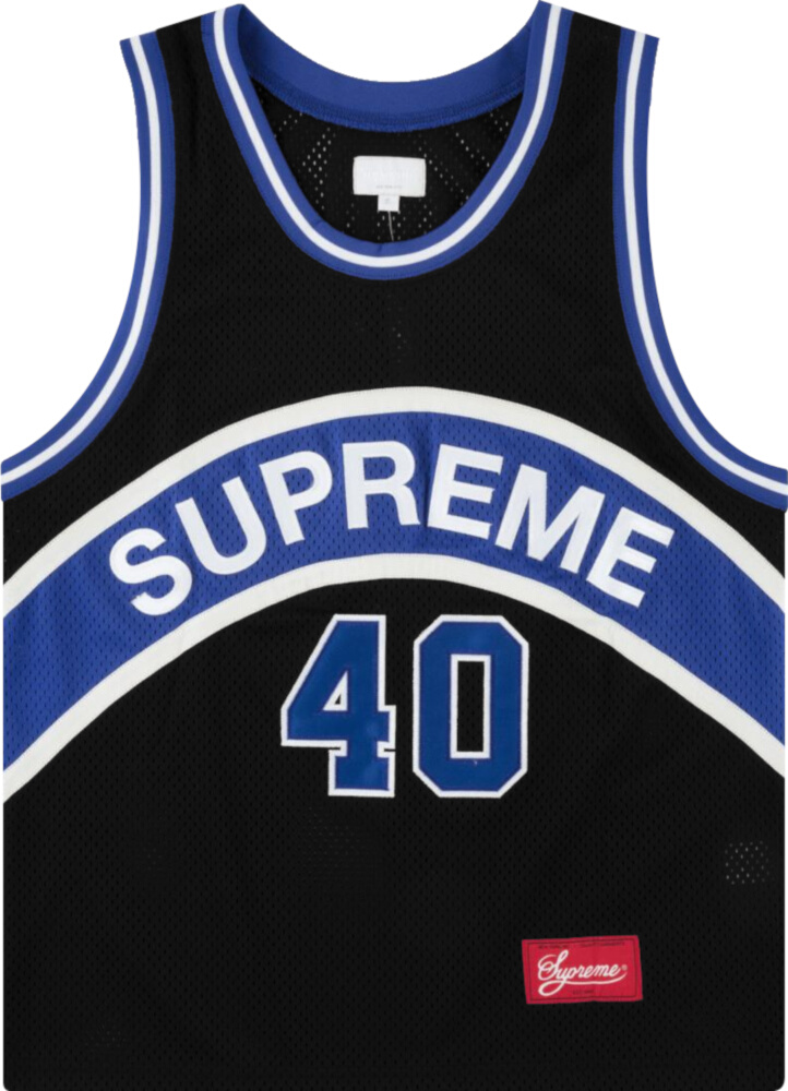Supreme Black & Blue 'Curve' Basketball Jersey (SS19 