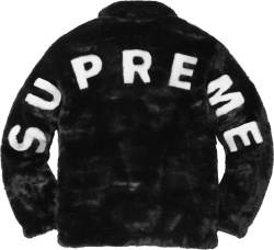 Supreme Black Faux Fur Back Logo Jacket