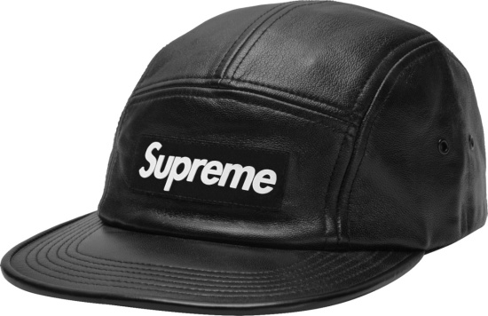 Supreme Black Leather Camp Hat