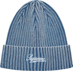 Supreme Blue Bleached Ribbed Knit Beanie