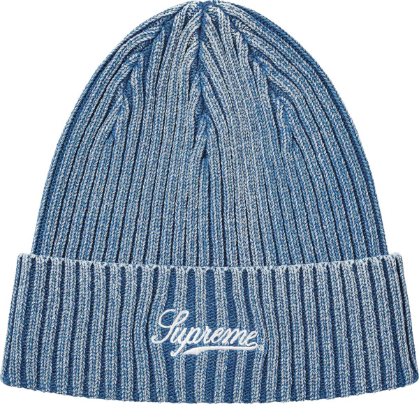 Supreme Blue Bleached Ribbed Knit Beanie