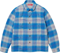 Supreme Blue Flannel Fleece Lined Snap Front Overshirt