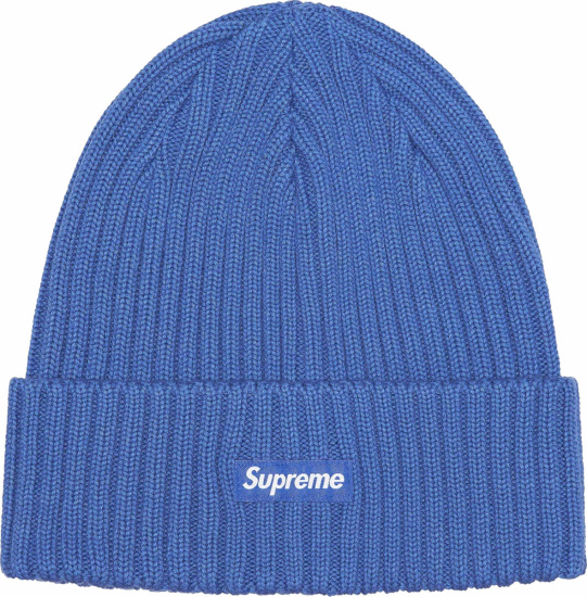 Supreme Blue Ribbed Knit Overdyed Beanie