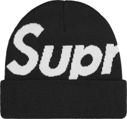 Supreme Fw22 Black Big Logo Beanie Hat