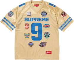 Supreme Gold And Light Blue Patches 9 Football Jersey