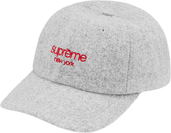 Supreme Grey Waxed Wool Six Panel Hat