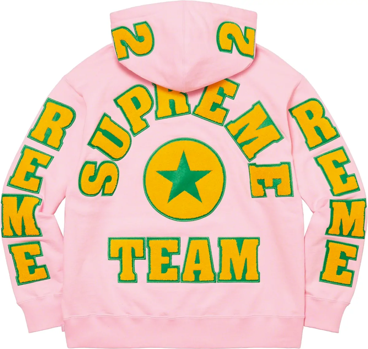 Supreme Pink And Yellow Logo Patches Hoodie