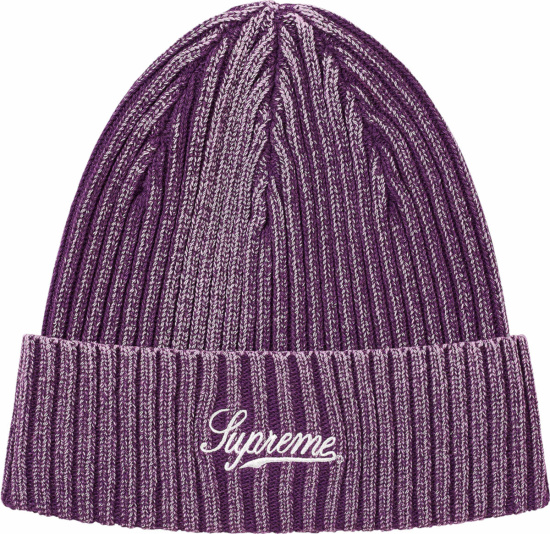 Supreme Purple Bleached Ribbed Knit Beanie Ss21
