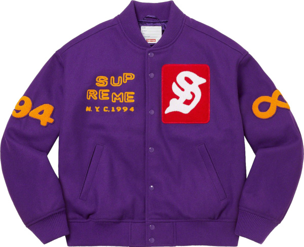 Supreme Purple Nyc Fuck Em Varsity Jacket