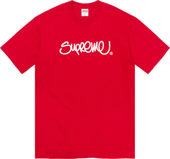 Supreme Red Handstyle Logo T Shirt Ss22