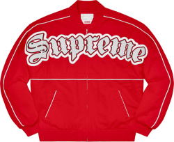 Supreme Red Old English Logo Varsity Jacket