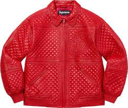 Supreme Red Quilted Leather Jacket