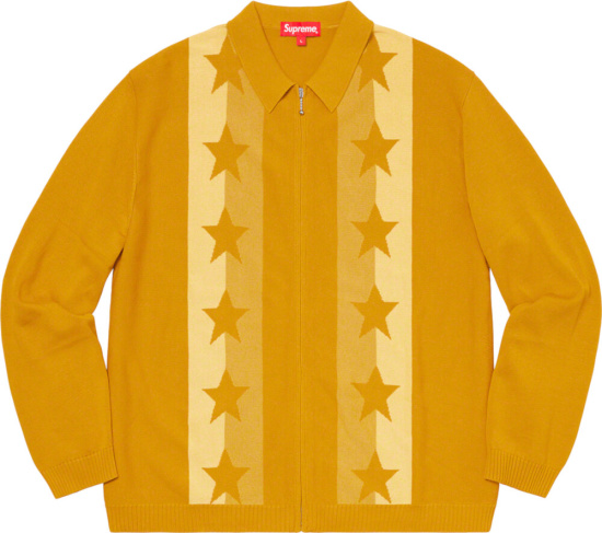 Supreme Star Jacquard Yellow Zip Cardigan