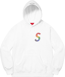 Supreme White And Rainbow Crystal S Logo Hoodie