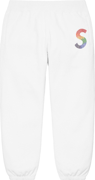 Supreme White And Rainbow Crystal S Logo Sweatpants