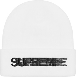 Supreme White Blurred Logo Beanie
